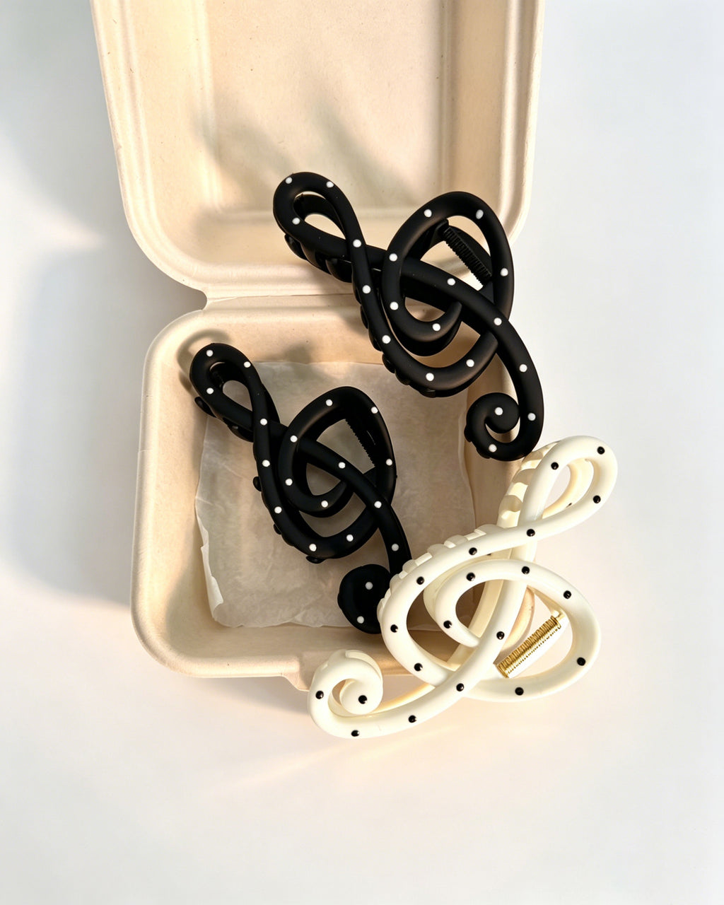 Wholesale Black Polka Dot Treble Clef Hair Claw Daily Chic SP083
