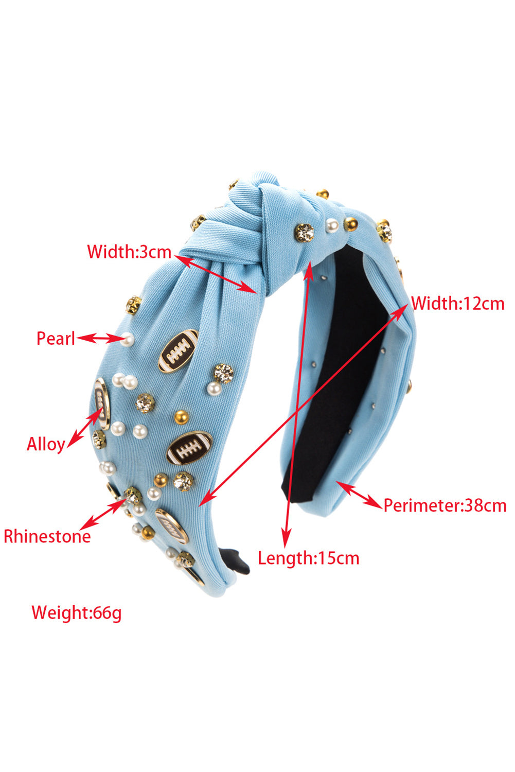 Wholesale Game day football Rhinestone&Pearl Headband Festives Celebrations Hair Hoop Elastic Headbands For Adults And Kids SP012
