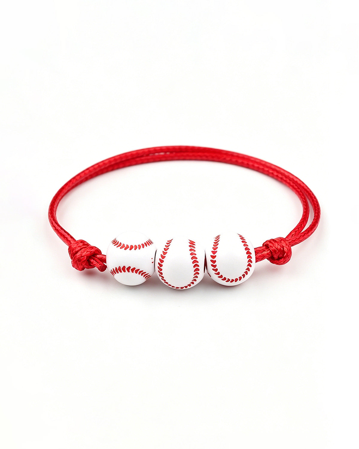 Red Cord Baseball Bracelet Bulk | Wholesale Sports Mom Adjustable Jewelry for Game Day SP039