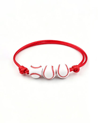 Red Cord Baseball Bracelet Bulk | Wholesale Sports Mom Adjustable Jewelry for Game Day SP039