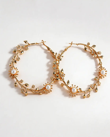 Gold Pearl Floral Hoop Party Boutique Wholesale Gift SP31