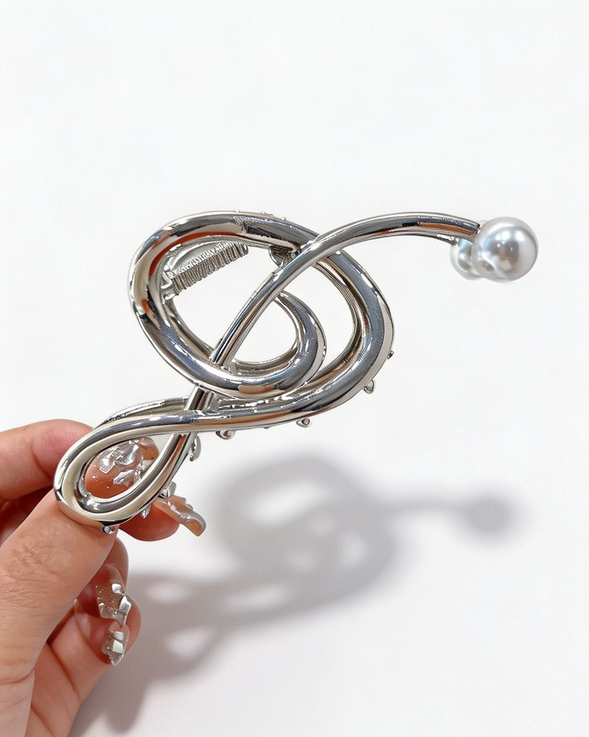 Wholesale Silver Pearl Metal Hair Clip Daily Minimalist Gift SP080