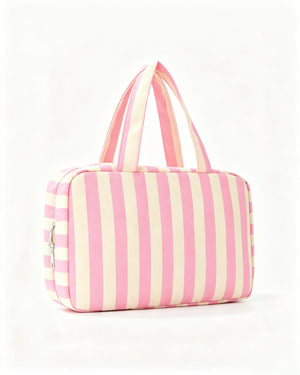 Wholesale Pink Striped Hanging Toiletry Bag Travel Preppy Gift