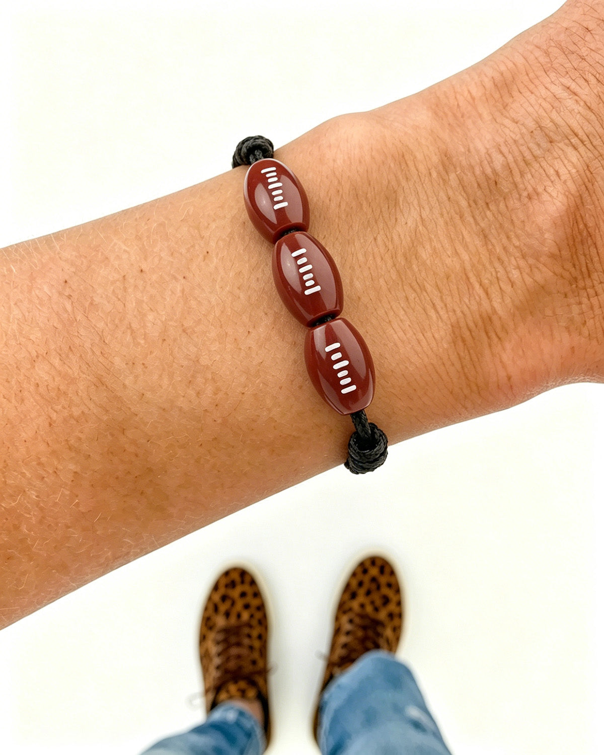 Football Mom Cord Bracelet | Minimalist Game Day Sports Bead Jewelry SP041