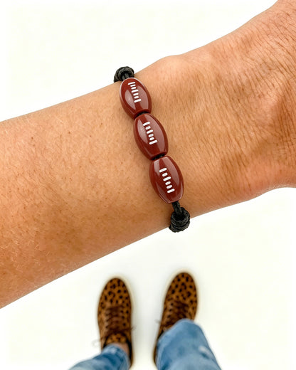 Football Mom Cord Bracelet | Minimalist Game Day Sports Bead Jewelry SP041