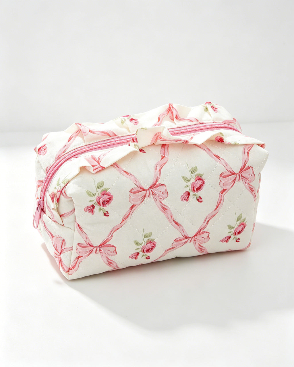 Wholesale Pink Bow Floral Cosmetic Bag Travel Coquette Gift SP052