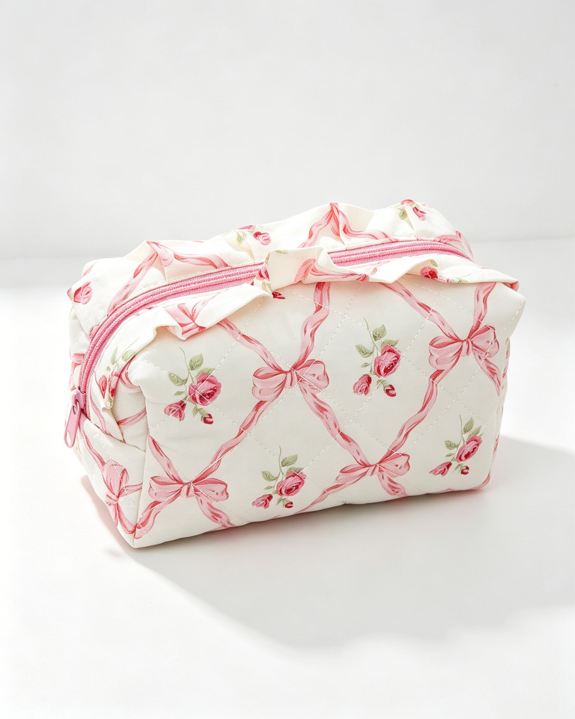 Wholesale Pink Bow Floral Cosmetic Bag Travel Coquette Gift SP052