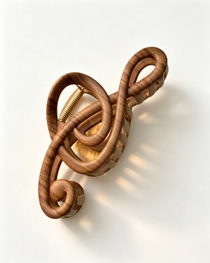 Wholesale Wooden Grain printed  Music Note Hair Claw Vacation Boho Accessory SP088