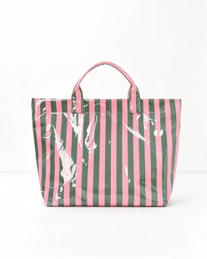Bulk Pink Green Striped Waterproof Tote Pool Preppy Accessory SP076