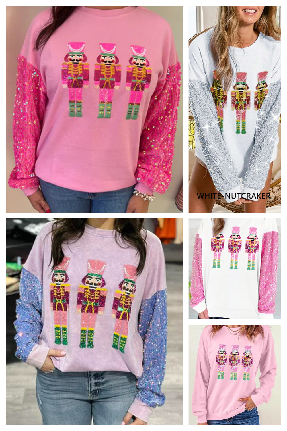 Wholesale 5 colors  Christmas Sequin long sleeve Nutcracker blouse WL010