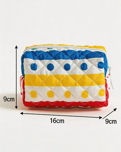 Colorful Striped Polka Dot Quilted Cosmetic Bag Travel Makeup Pouch SP271 SP271