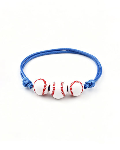 Blue Woven Baseball Bracelet | Minimalist Team Spirit Sports Jewelry for Gift SP040