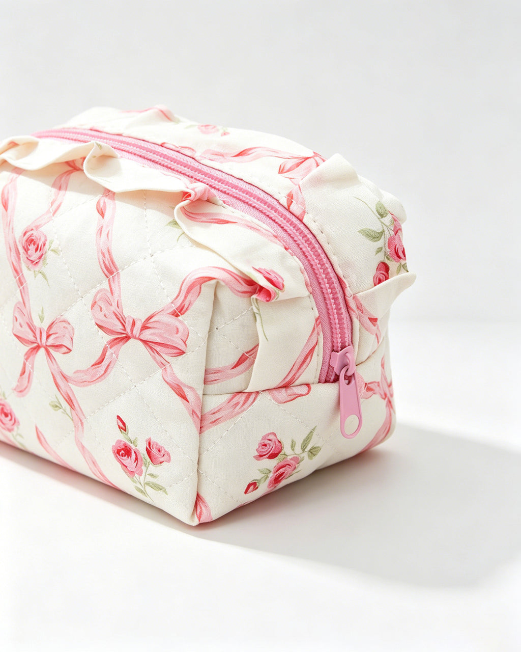 Wholesale Pink Bow Floral Cosmetic Bag Travel Coquette Gift SP052
