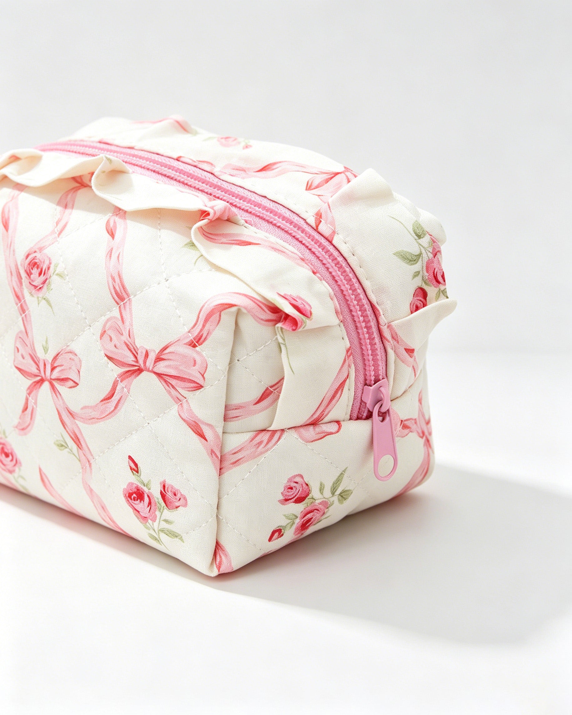 Wholesale Pink Bow Floral Cosmetic Bag Travel Coquette Gift SP052
