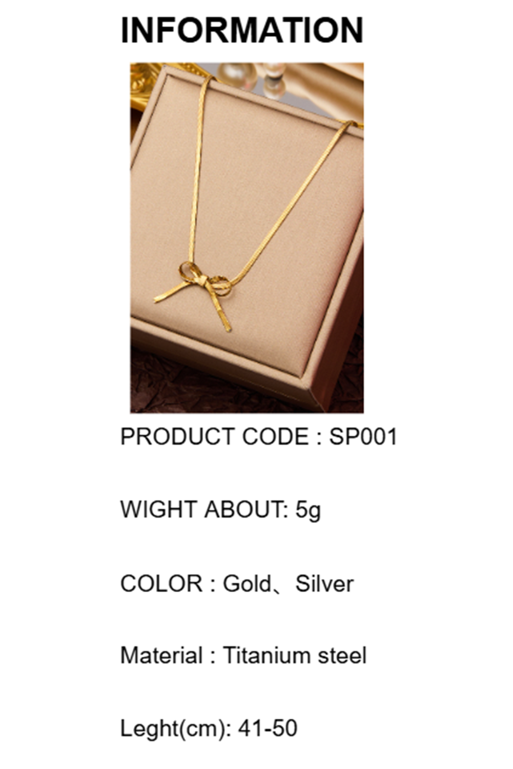 Wholesale titanium steel necklace clavicle chain elegant fashion light luxury SP001