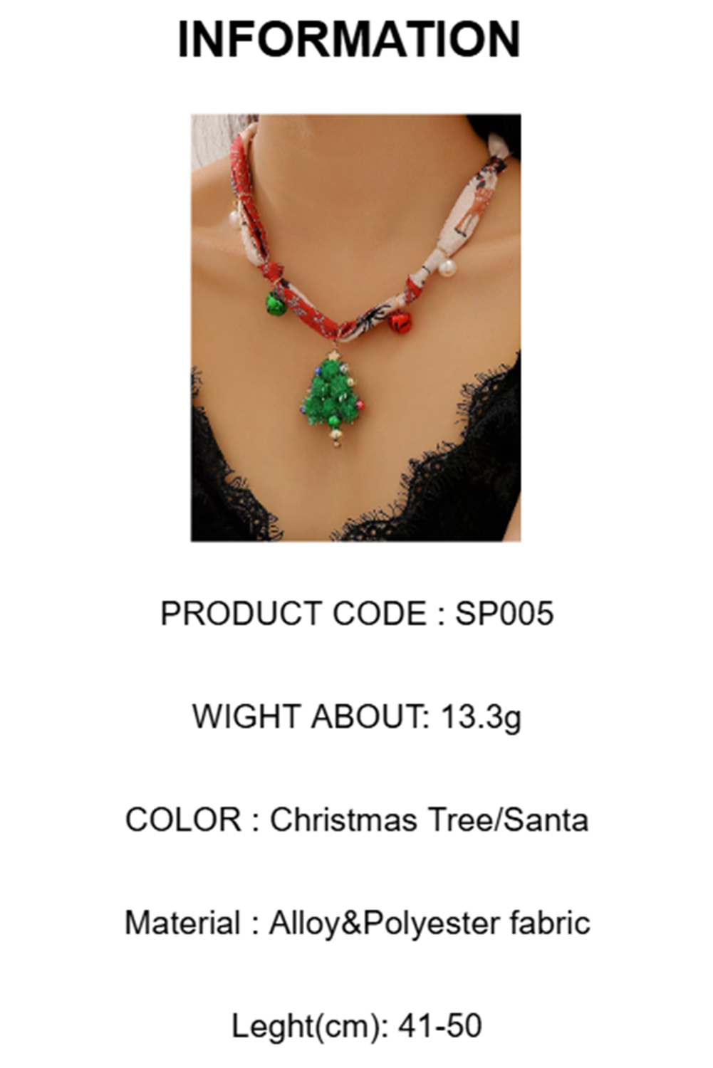 Wholesale Christmas Christmas Tree, Santa Claus, Silk Scarf Necklace SP005