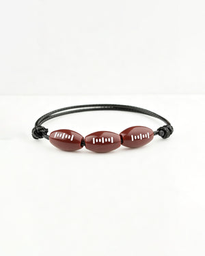 Wholesale Football Mom Cord Bracelet | Minimalist Game Day Sports Bead Jewelry Bulk SP041