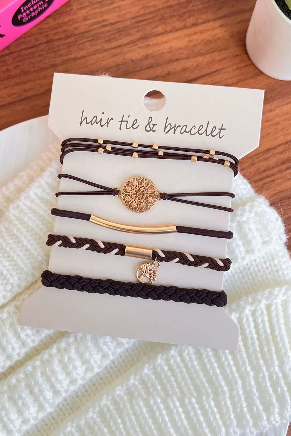 Wholesale 5PCS Hair Ties Bracelet for Women 5 Styles Soft Braided Boho Hair Bands Elastic No Damage Hair Ties for Girls thick Thin Long Curly Hair Accessories SP004