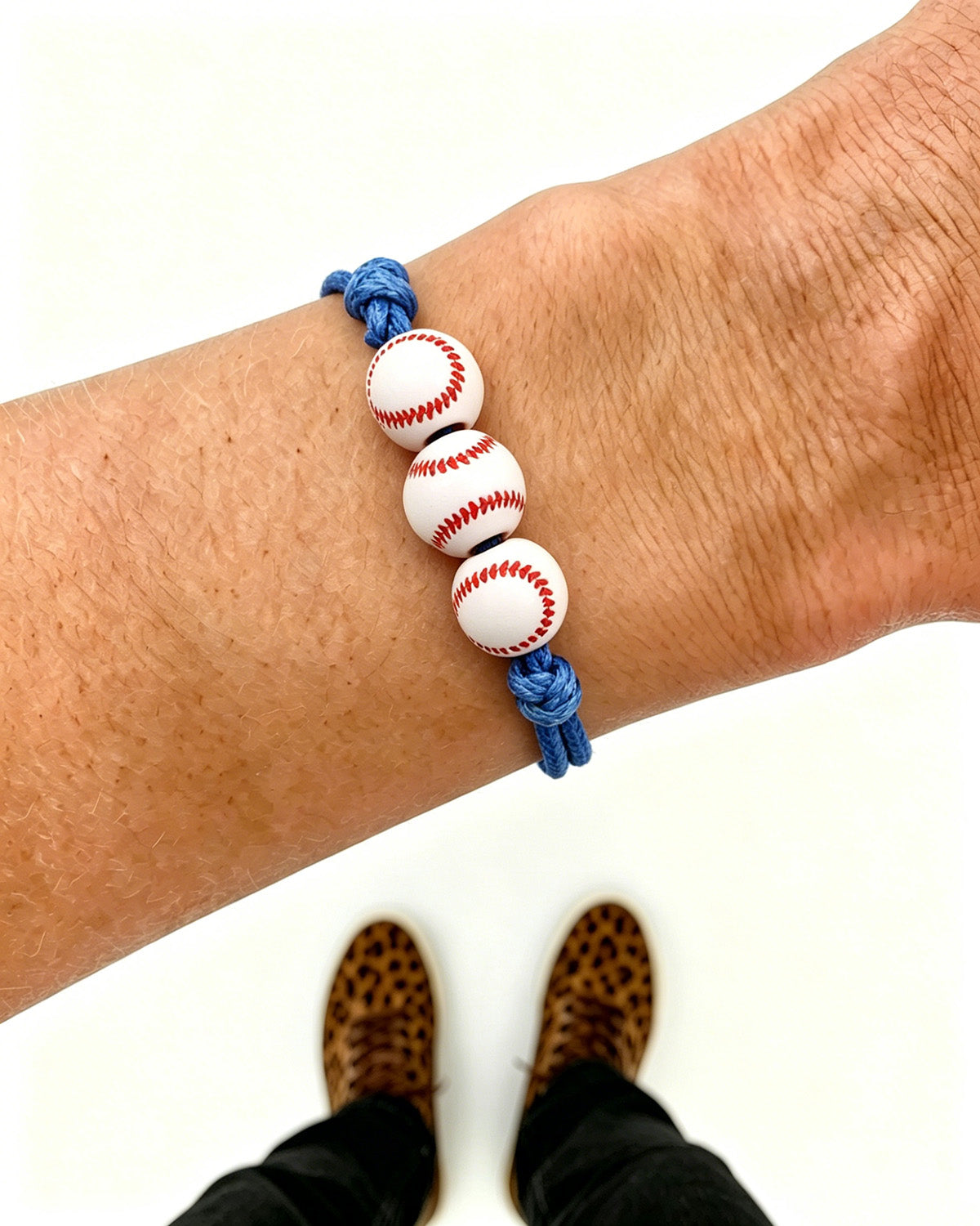Blue Woven Baseball Bracelet | Minimalist Team Spirit Sports Jewelry for Gift SP040