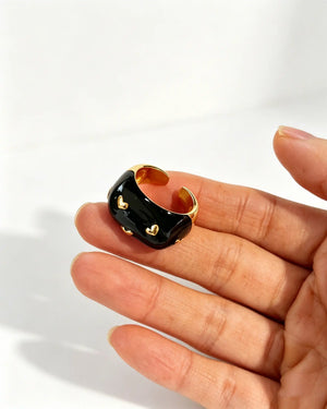 Wholesale Black Enamel Heart Index Ring Casual Cute Design Jewelry SP102