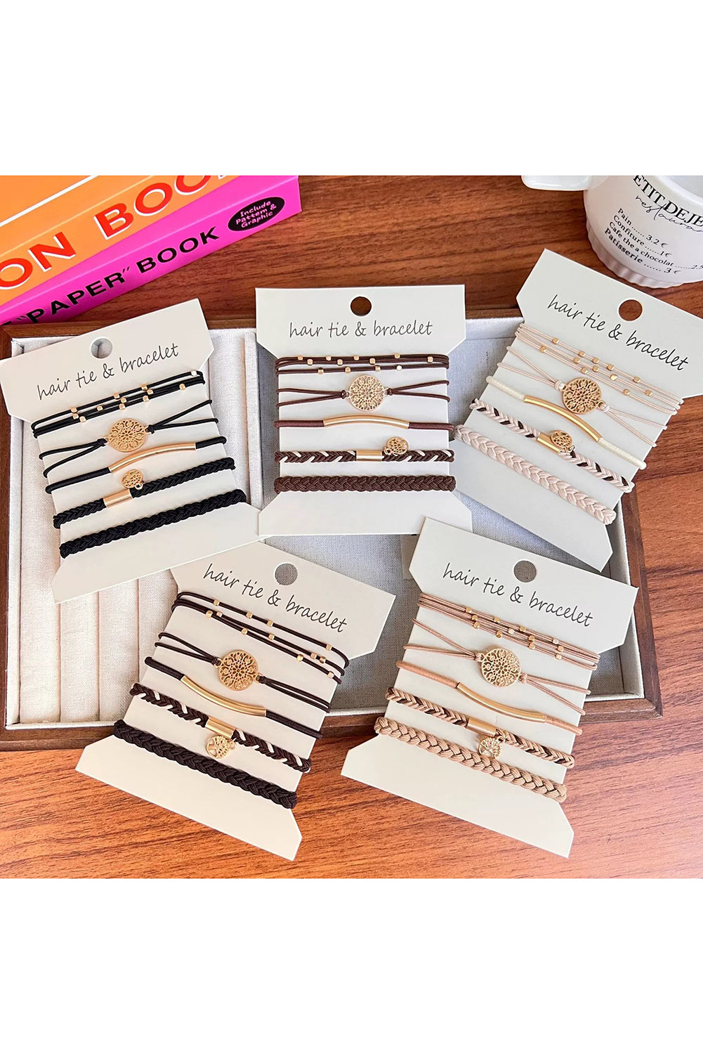 Wholesale 5PCS Hair Ties Bracelet for Women 5 Styles Soft Braided Boho Hair Bands Elastic No Damage Hair Ties for Girls thick Thin Long Curly Hair Accessories SP004