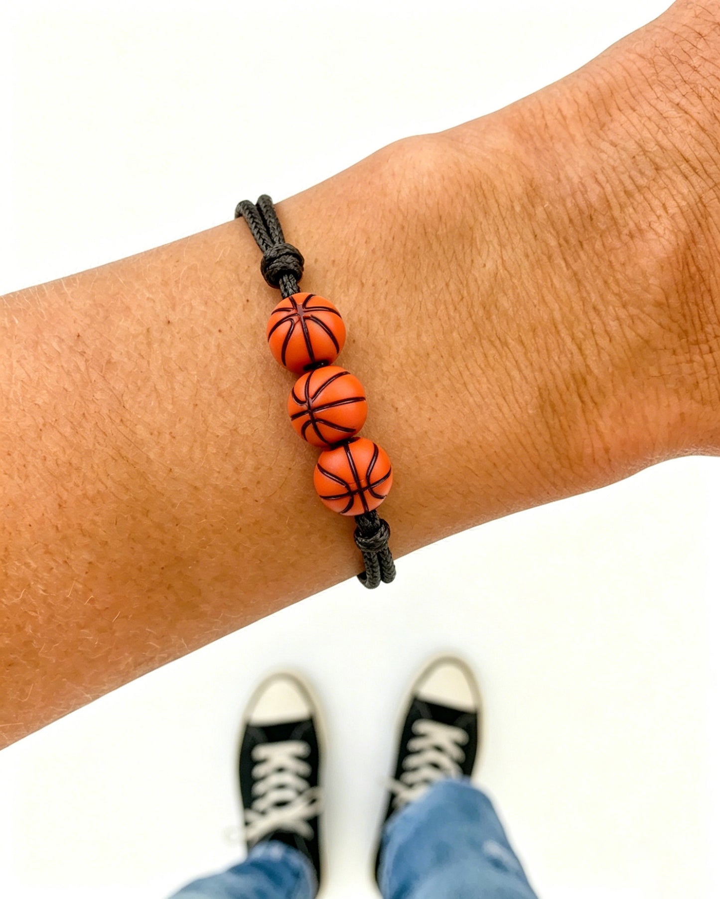 Black Basketball Bead Bracelet Sports Fan Gift SP042