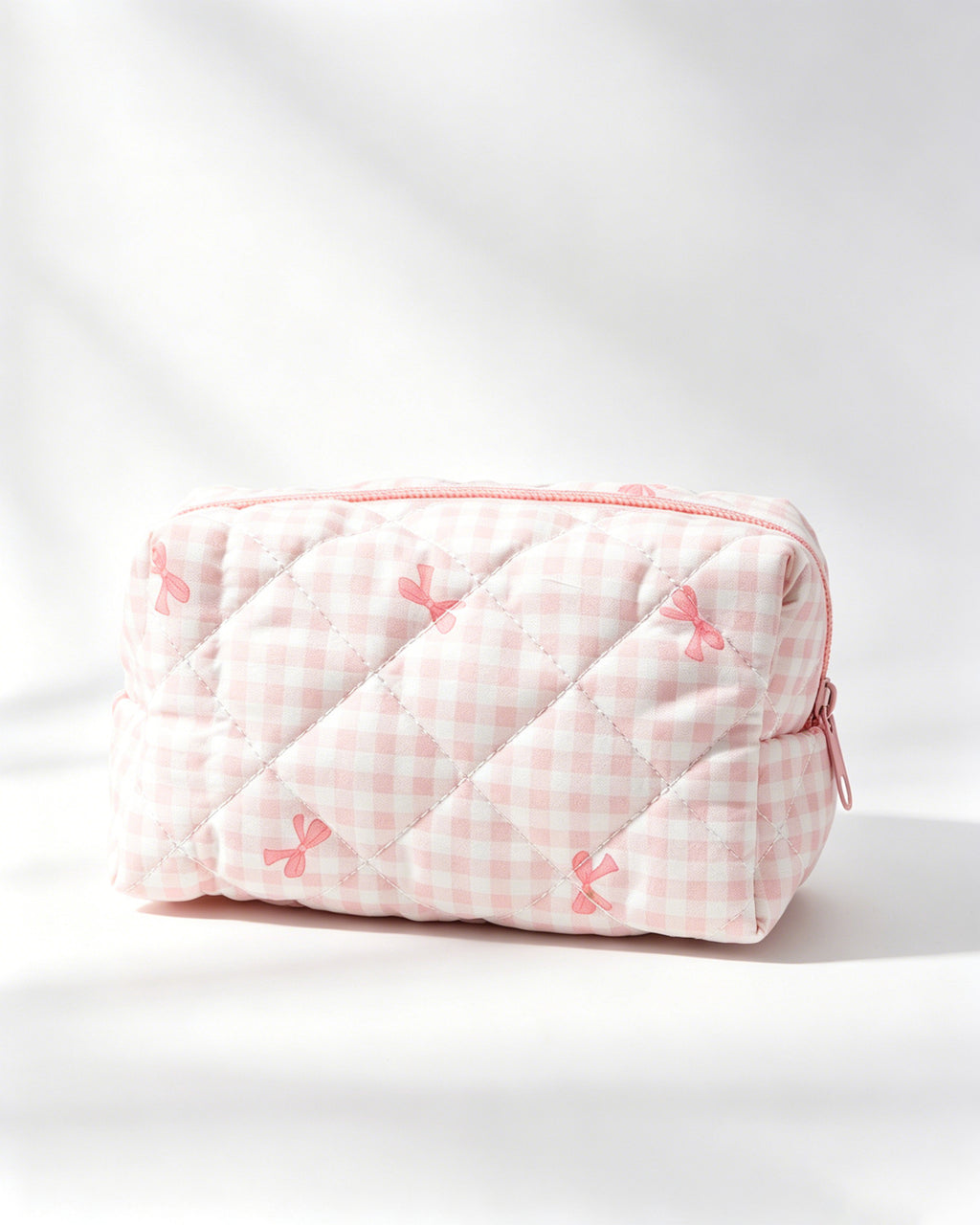 Wholesale Pink Gingham Bow Cosmetic Pouch Travel Girly Gift SP057