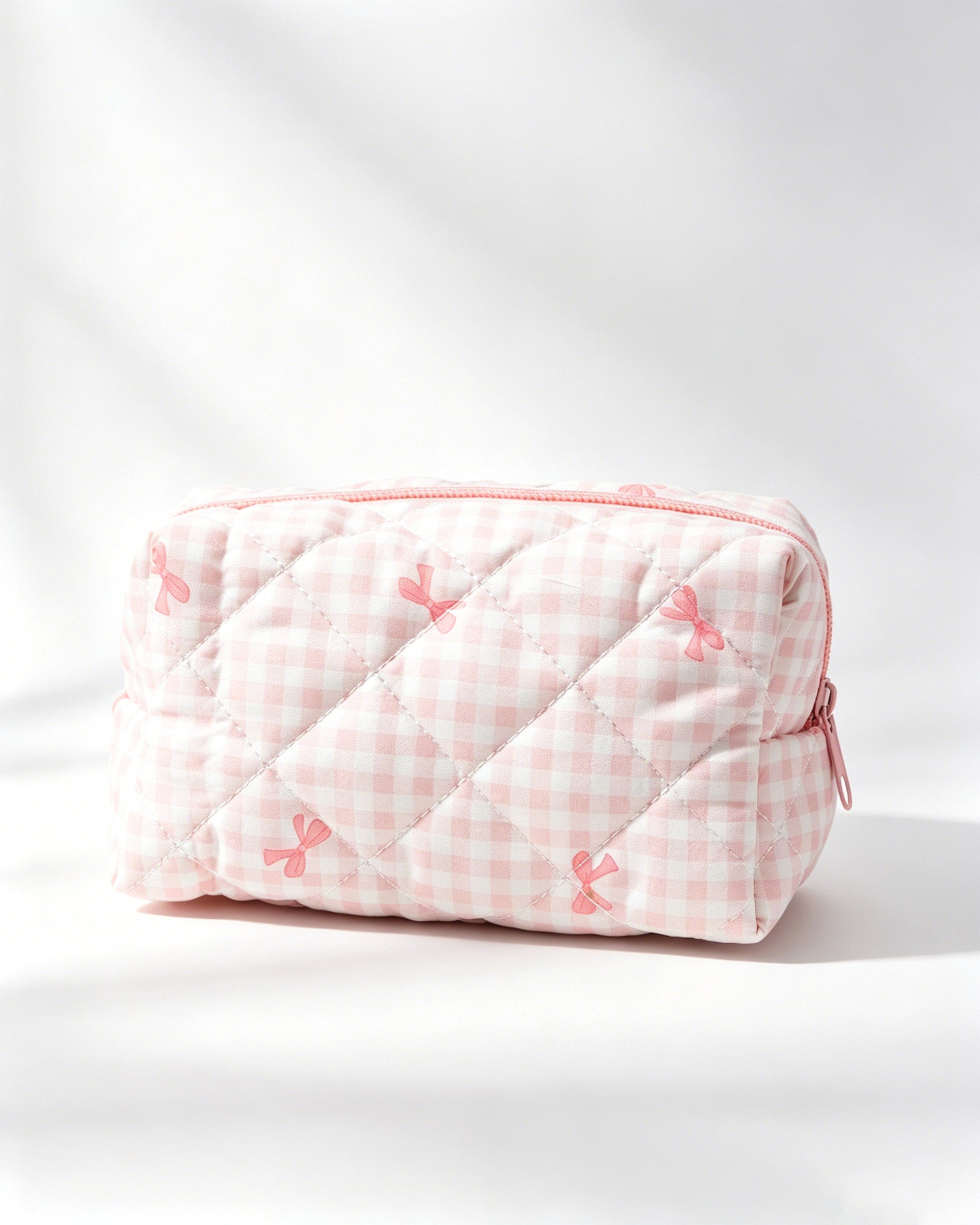 Wholesale Pink Gingham Bow Cosmetic Pouch Travel Girly Gift SP057