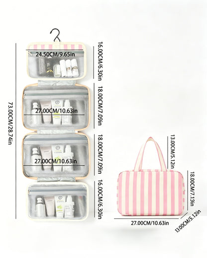Wholesale Pink Striped Hanging Toiletry Bag Travel Preppy Gift SP081