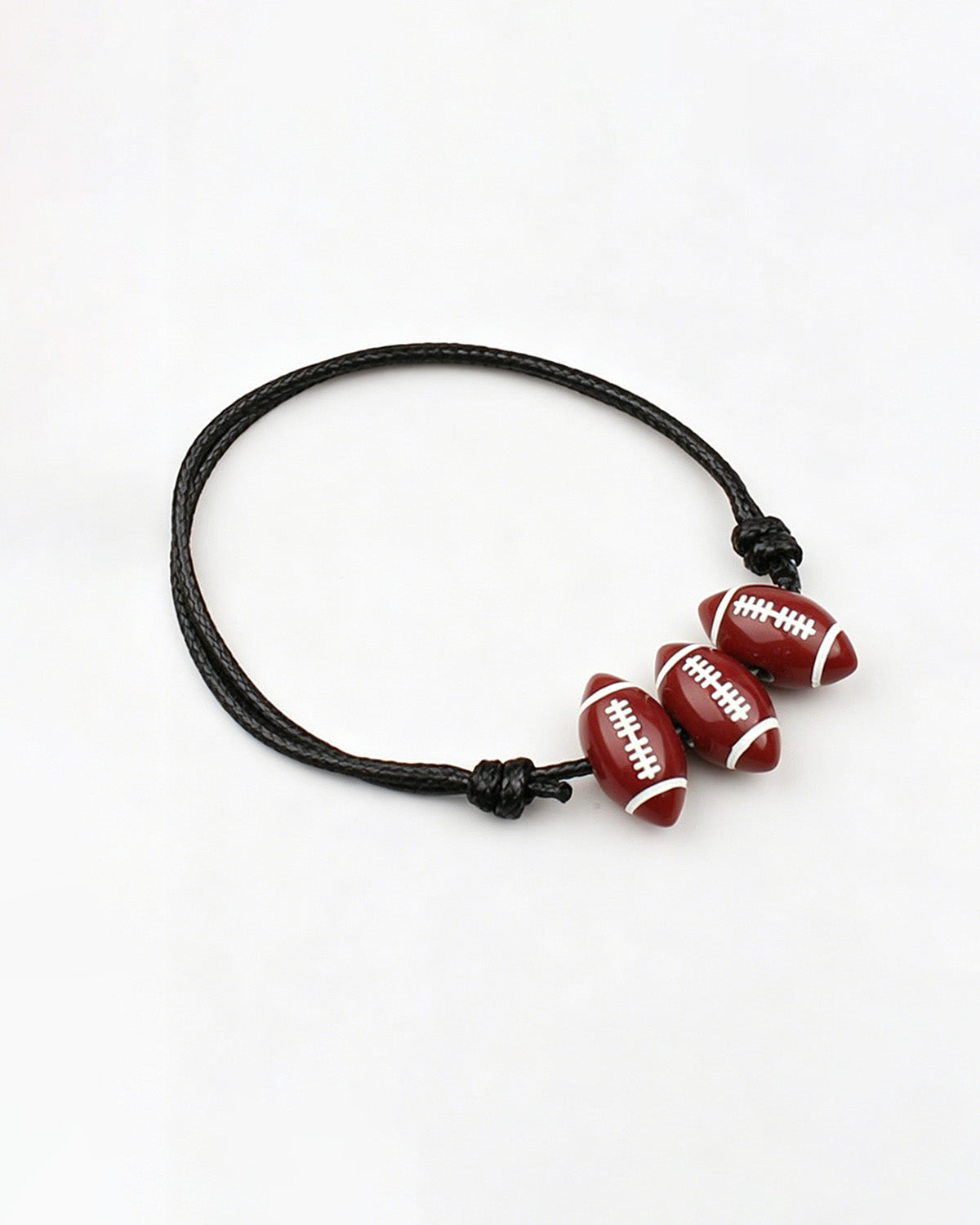 Minimalist Football Bead Bracelet Adjustable Black Cord Tailgate Jewelry SP252