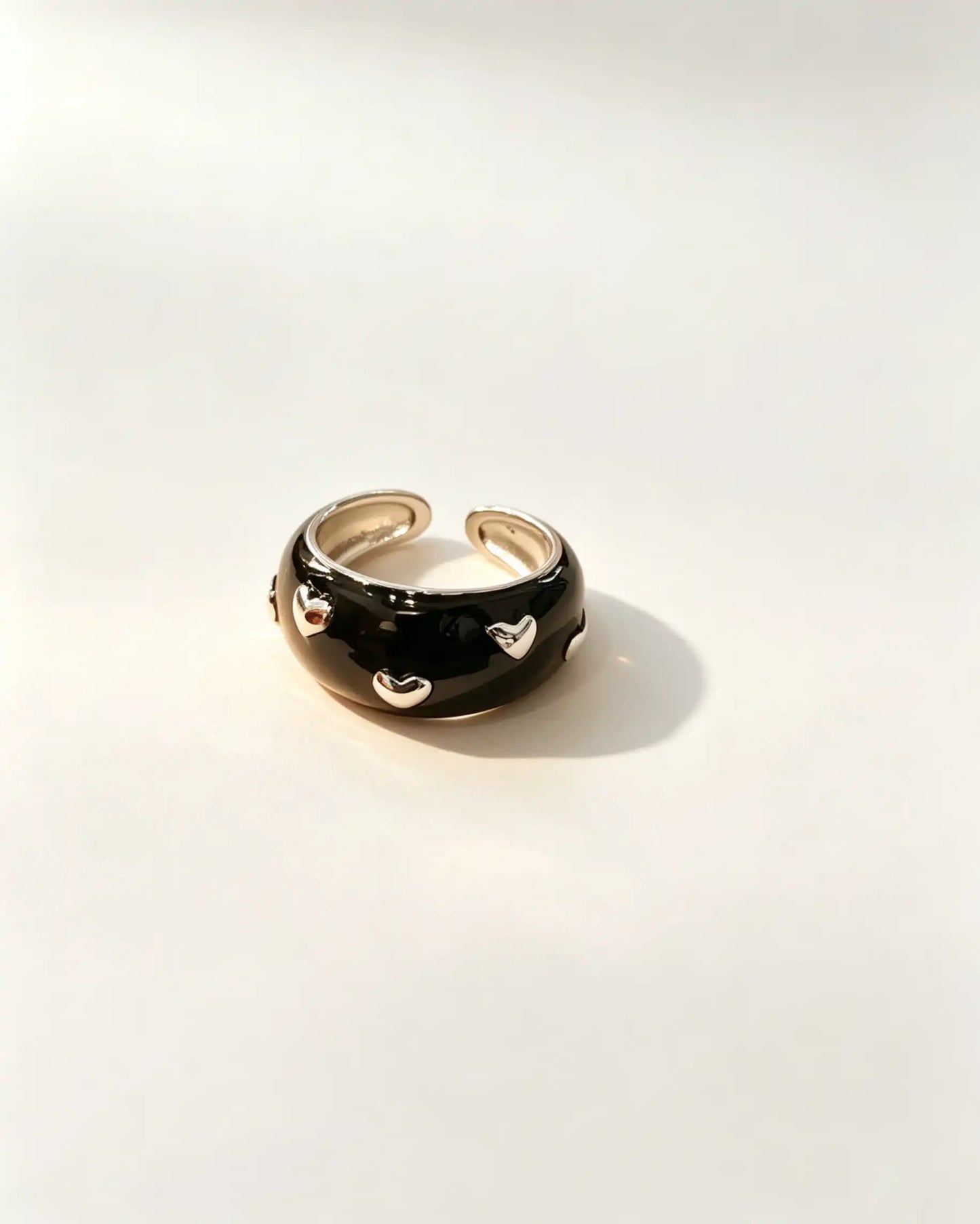 Wholesale Black Enamel Heart Index Ring Casual Cute Design Jewelry SP102