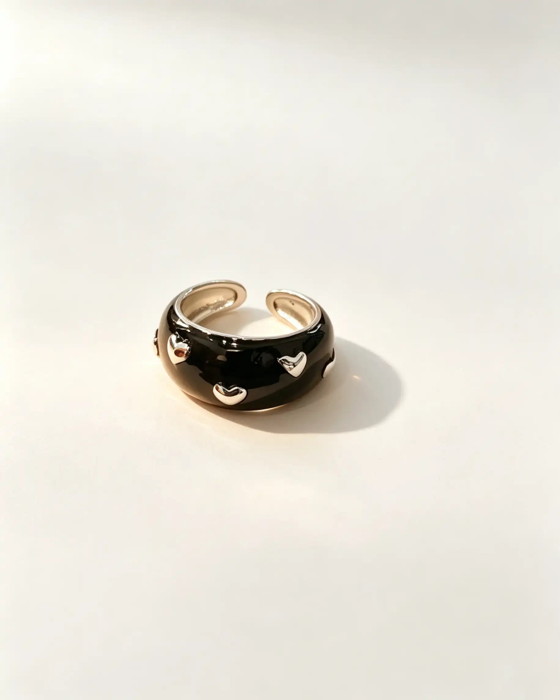 Wholesale Black Enamel Heart Index Ring Casual Cute Design Jewelry SP102