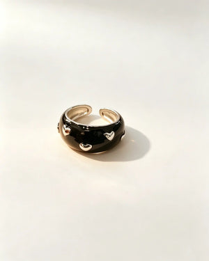 Wholesale Black Enamel Heart Index Ring Casual Cute Design Jewelry SP102