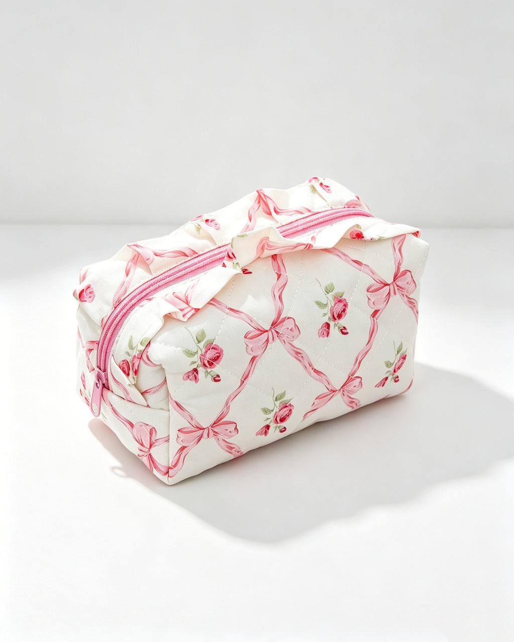 Wholesale Pink Bow Floral Cosmetic Bag Travel Coquette Gift SP052