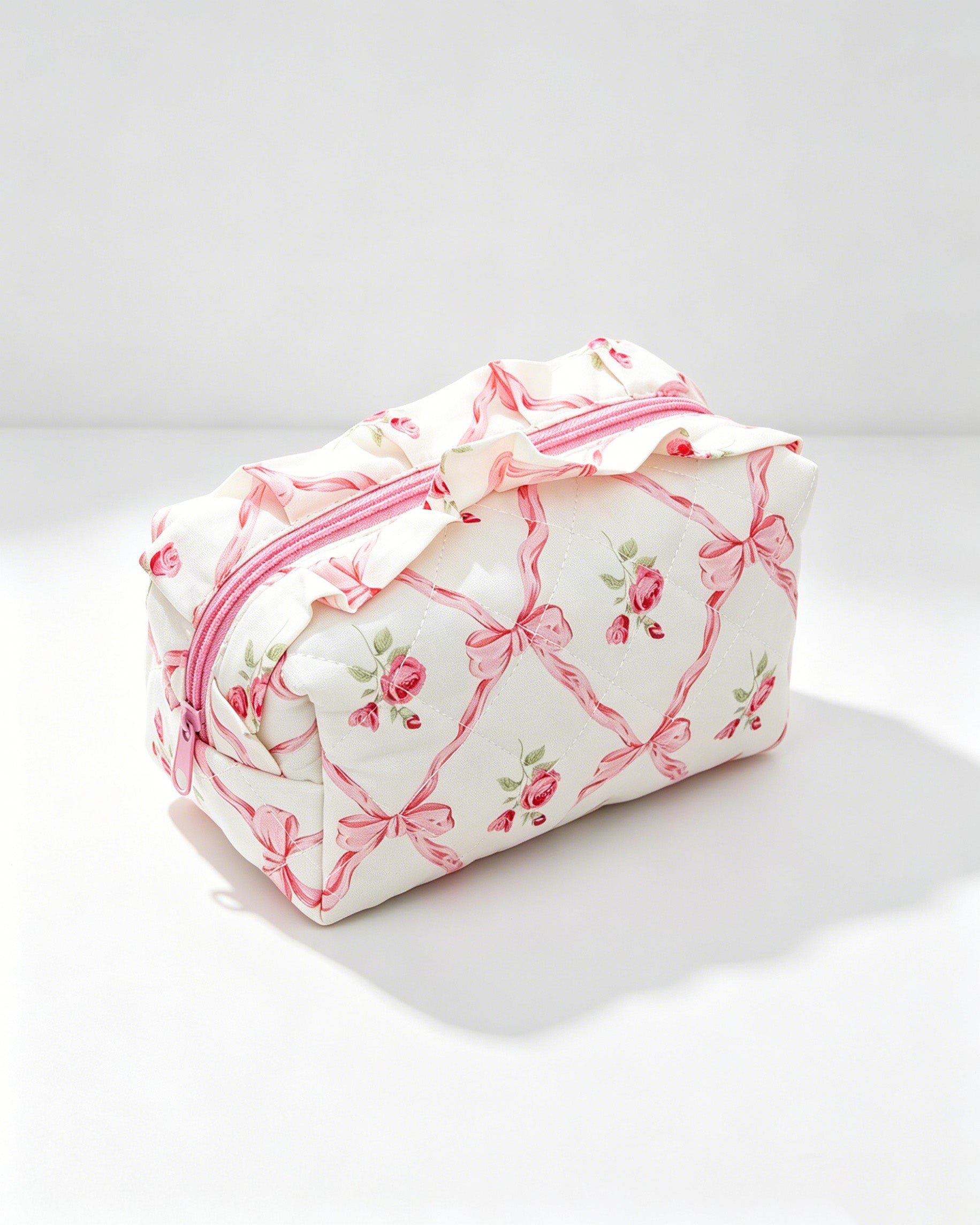 Wholesale Pink Bow Floral Cosmetic Bag Travel Coquette Gift SP052