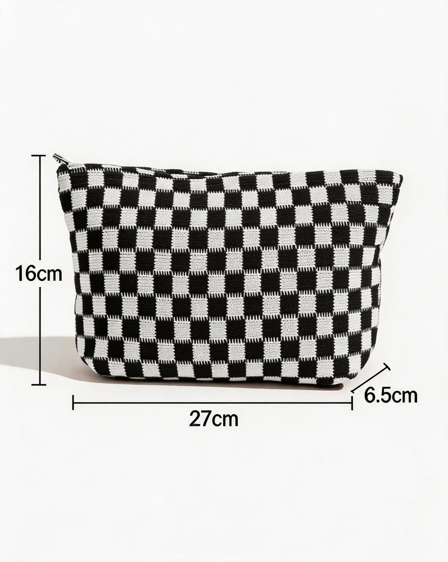 Black Checkered Knit Makeup Bag Daily Trendy Gift SP295