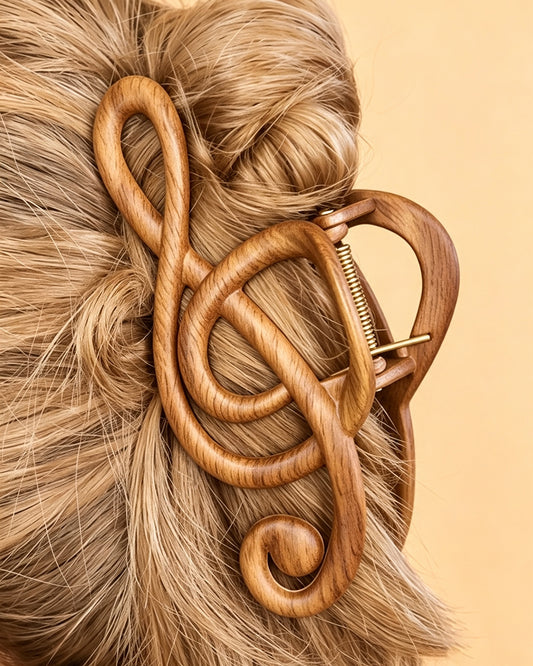 Brown Music Note Hair Claw Daily Accessory SP241