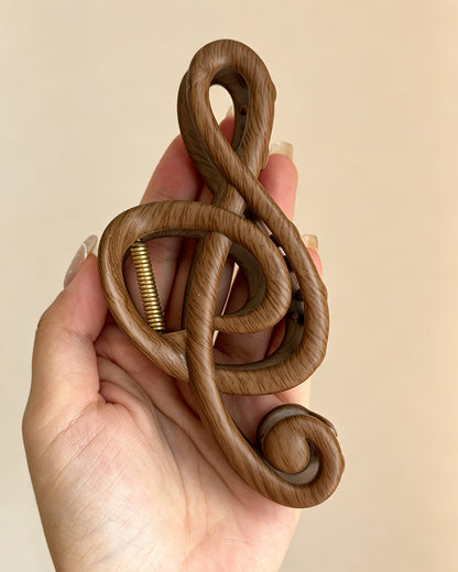 Brown Music Note Hair Claw Daily Accessory SP241