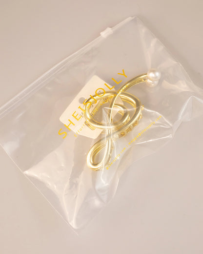 Gold Metal Pearl Hair Claw Clip Party Elegant Accessory SP079