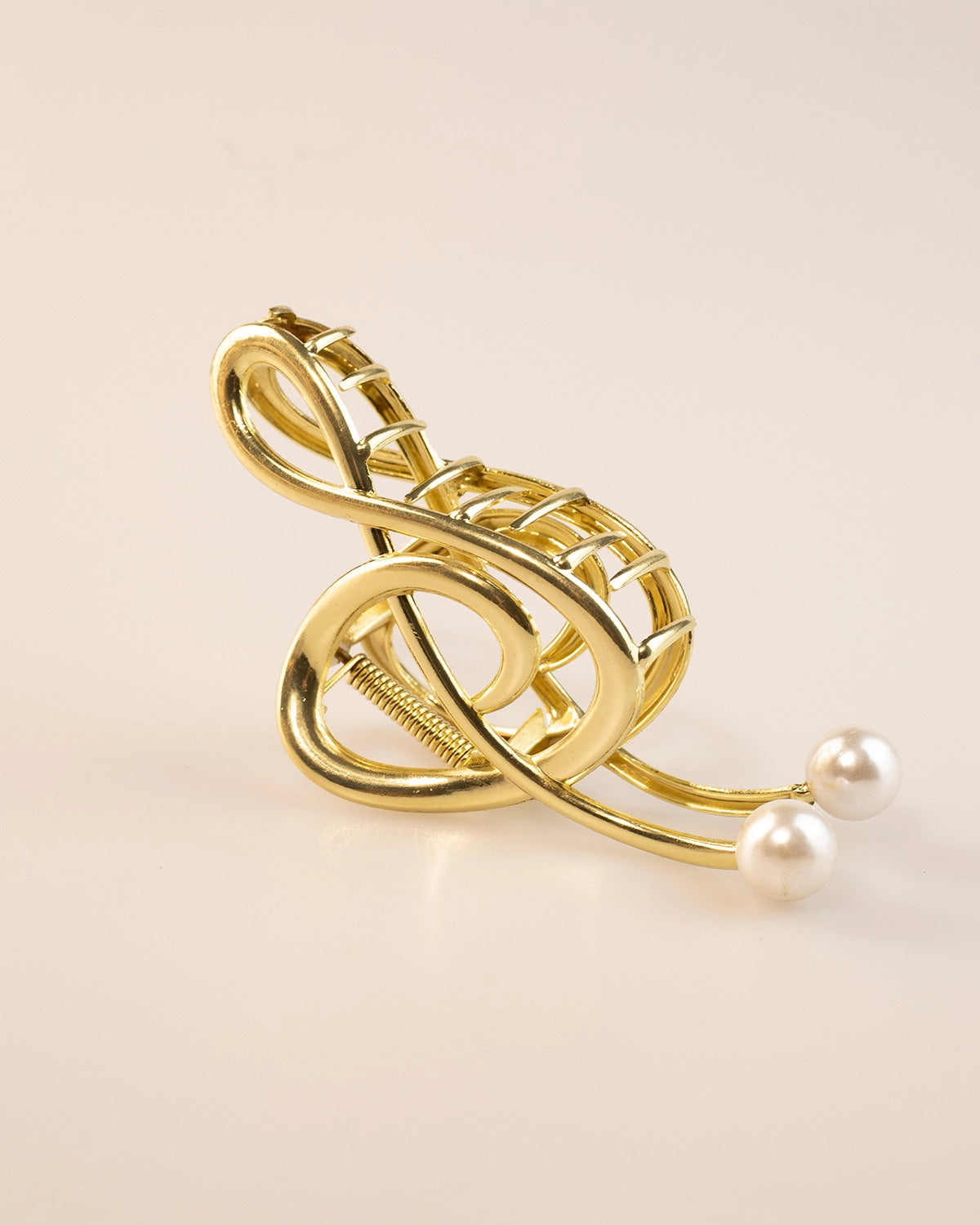 Gold Metal Pearl Hair Claw Clip Party Elegant Accessory SP079