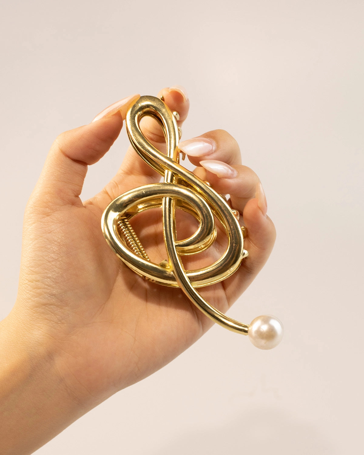 Gold Metal Pearl Hair Claw Clip Party Elegant Accessory SP079