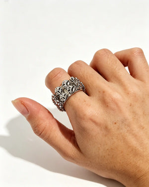 Bulk Silver Vintage Carved Chunky Ring Festival Boho Accessory SP094