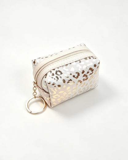 White Foil Leopard Makeup Bag Daily Chic Pouch SP154