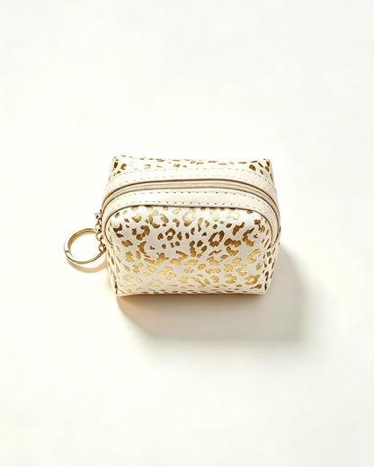 White Foil Leopard Makeup Bag Daily Chic Pouch SP154