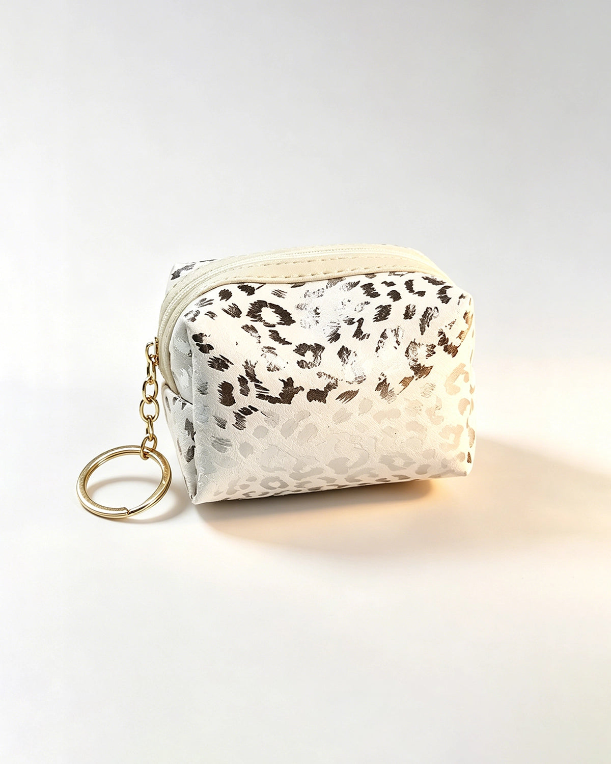 White Foil Leopard Makeup Bag Daily Chic Pouch SP154