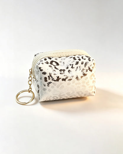 White Foil Leopard Makeup Bag Daily Chic Pouch SP154