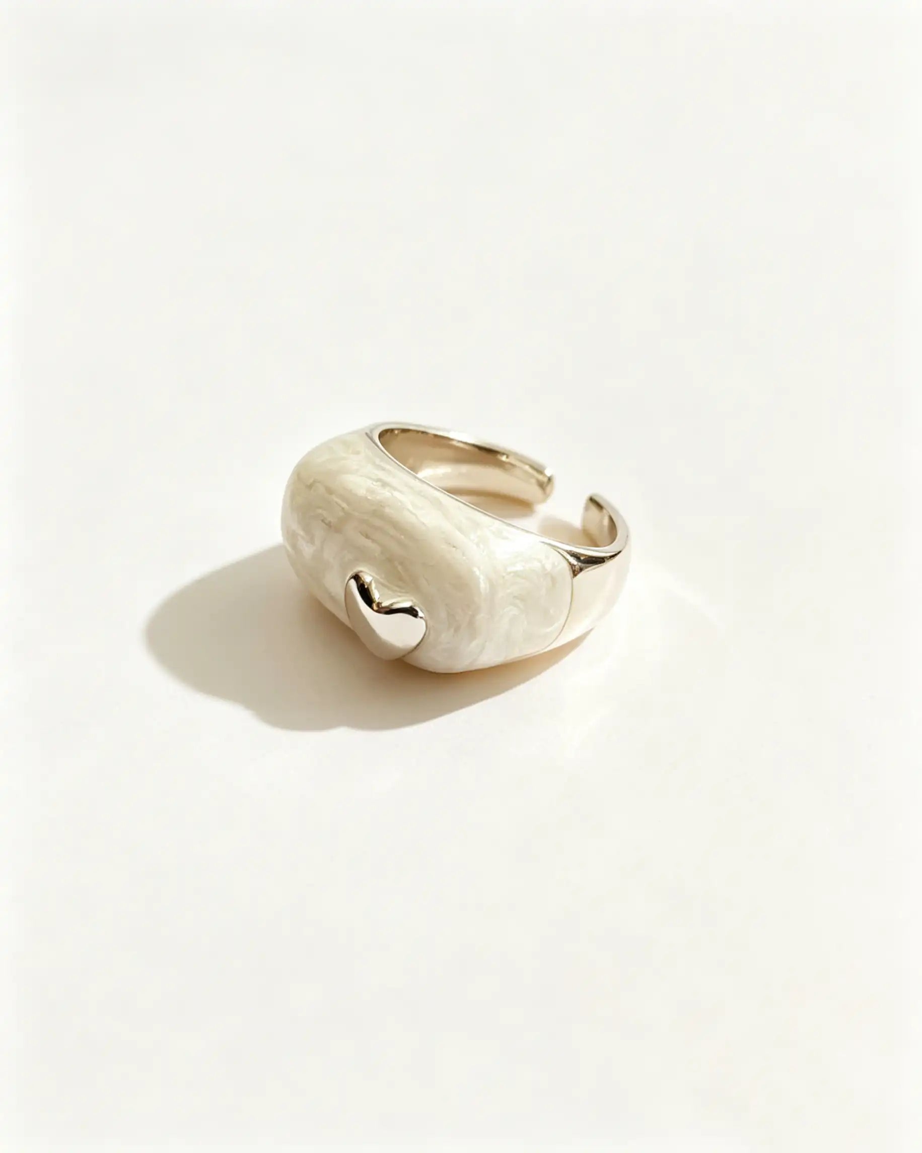 Bulk Pearl White Enamel Zircon Heart Ring Vacation Cute Accessory SP099