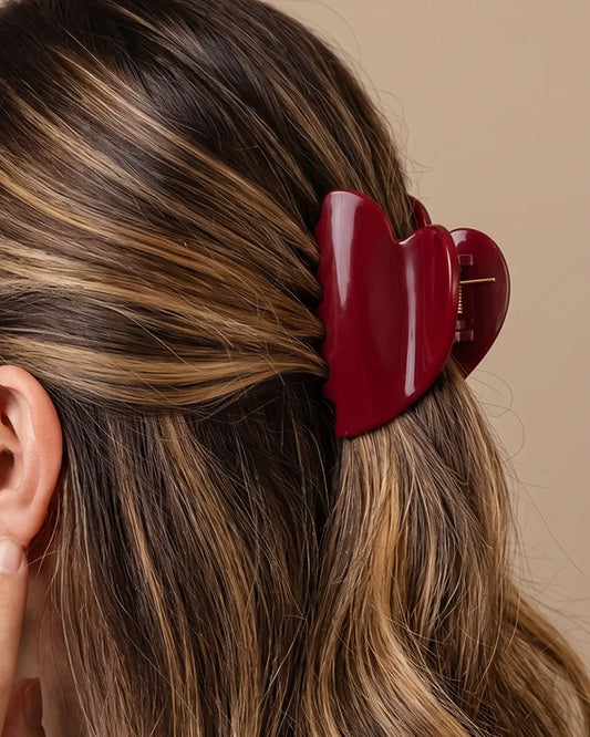 Burgundy Heart Hair Claw Daily SP338