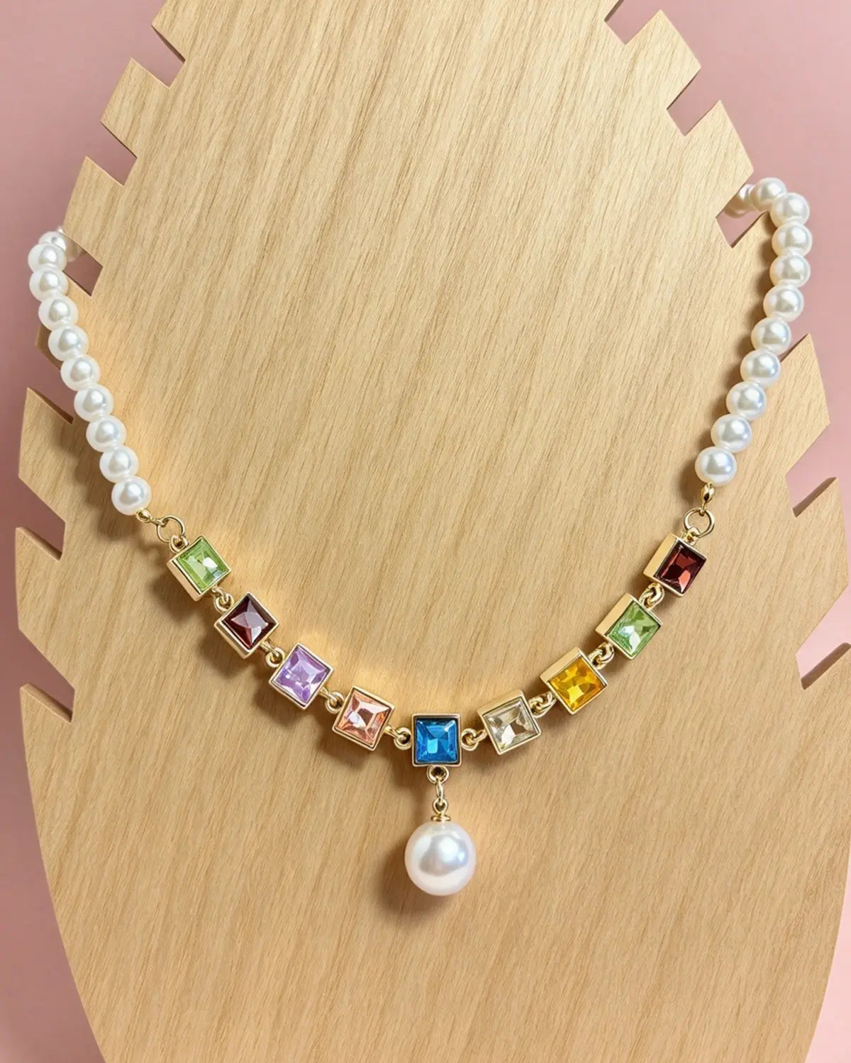 Colorful Pearl Rhinestone Necklace Party Boutique Wholesale SJNK346MC