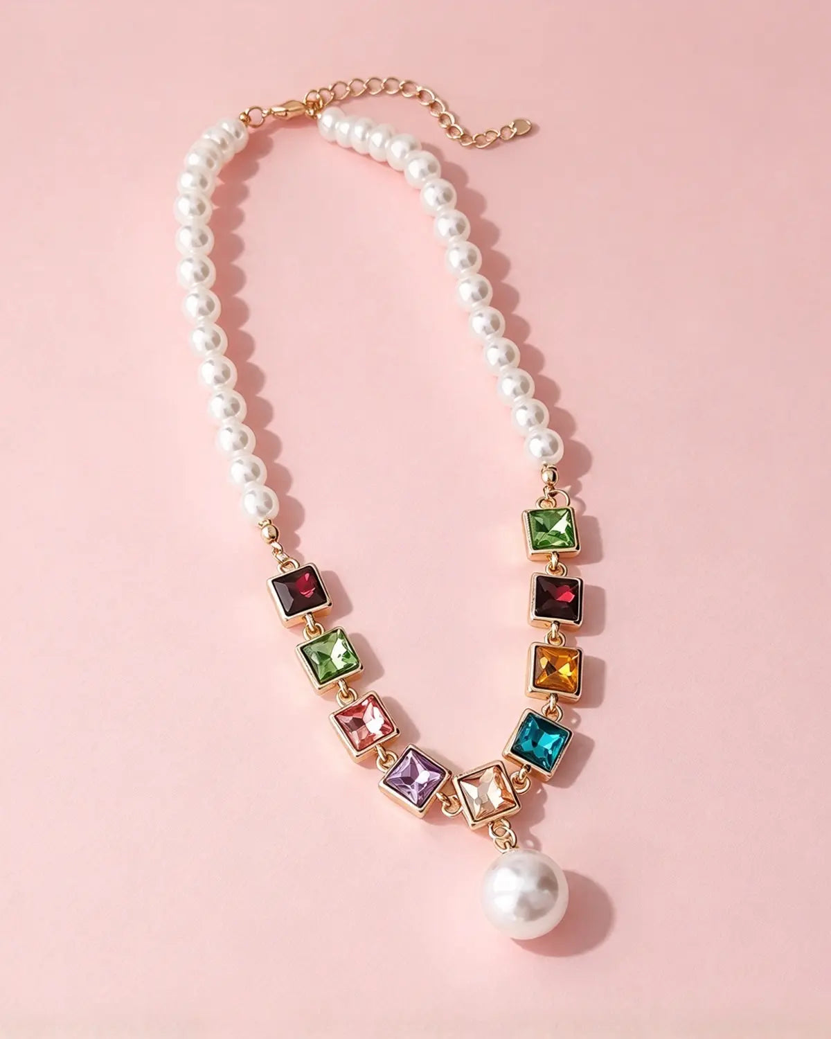 Colorful Pearl Rhinestone Necklace Party Boutique Wholesale SJNK346MC